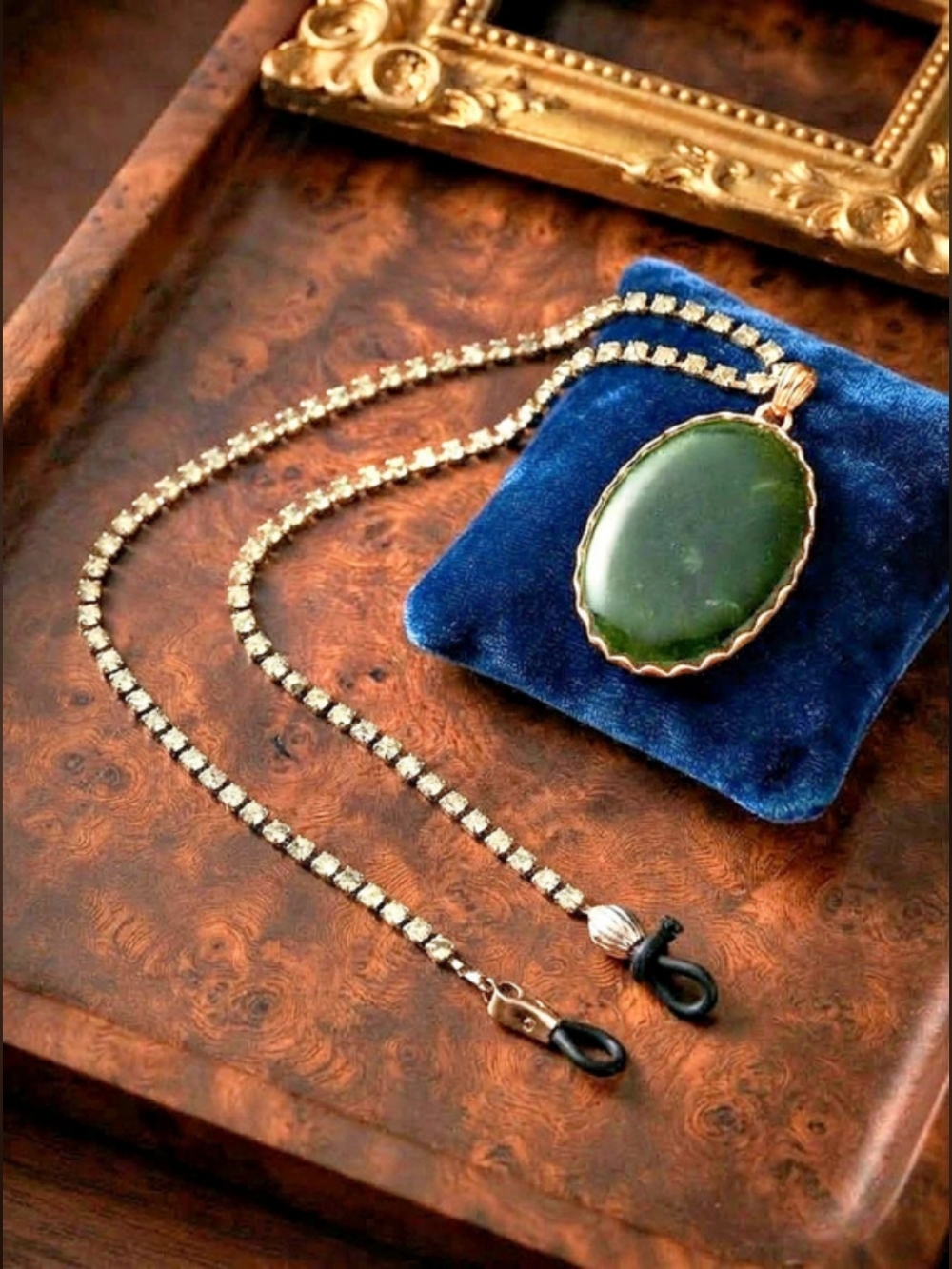 Green Pendant Necklace & Wire Bangle Like New
